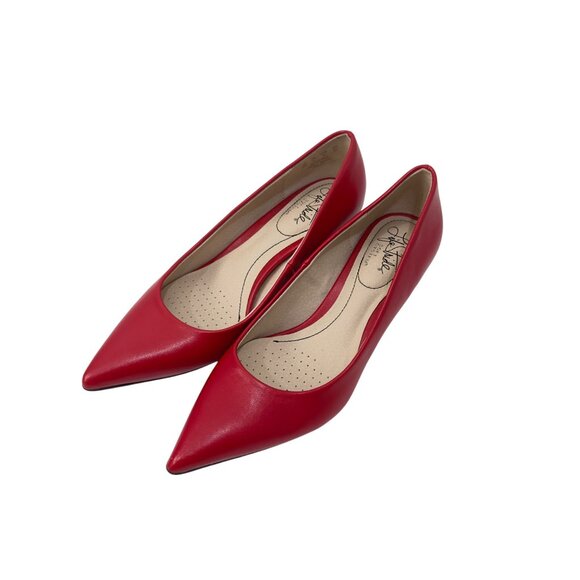 Life Stride Red Faux Leather Kitten Heel Pointed Toe Pumps SZ 6M - Picture 15 of 15